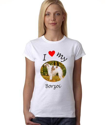 Dogs - I Heart My Borzoi on Womans Shirt